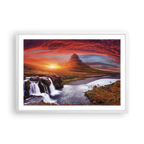 Póster en marco blanco - Una vista de la Tierra Media - 70x50 cm
