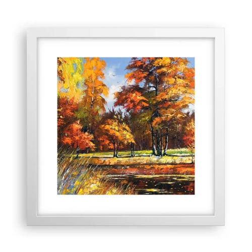 Póster en marco blanco - Paisaje en dorado y marrón - 30x30 cm