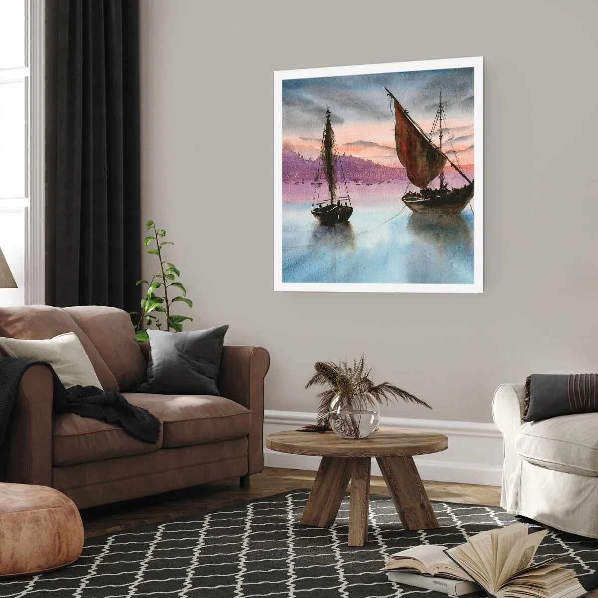 Póster - Atardecer en el puerto - 40x40 cm