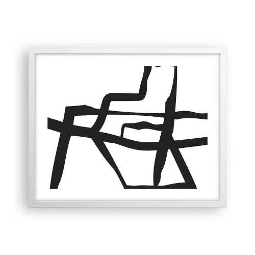 Póster en marco blanco - Construcción en blanco y negro - 50x40 cm