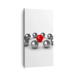 Cuadro sobre lienzo - Impresión de Imagen - Círculo en plata y rojo - 55x100 cm