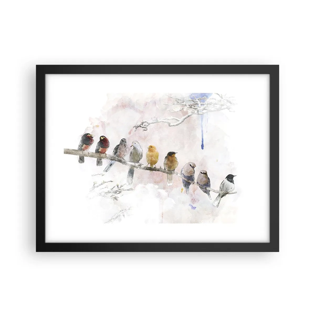 Póster en marco negro - Reunión alada - 40x30 cm