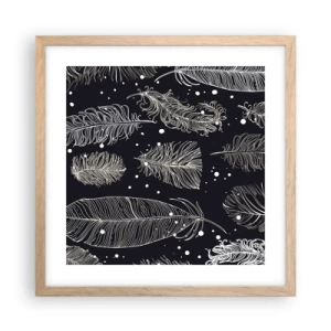Póster en marco roble claro - Encaje de plumas - 40x40 cm