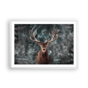 Póster en marco blanco - Coronado rey del bosque - 70x50 cm