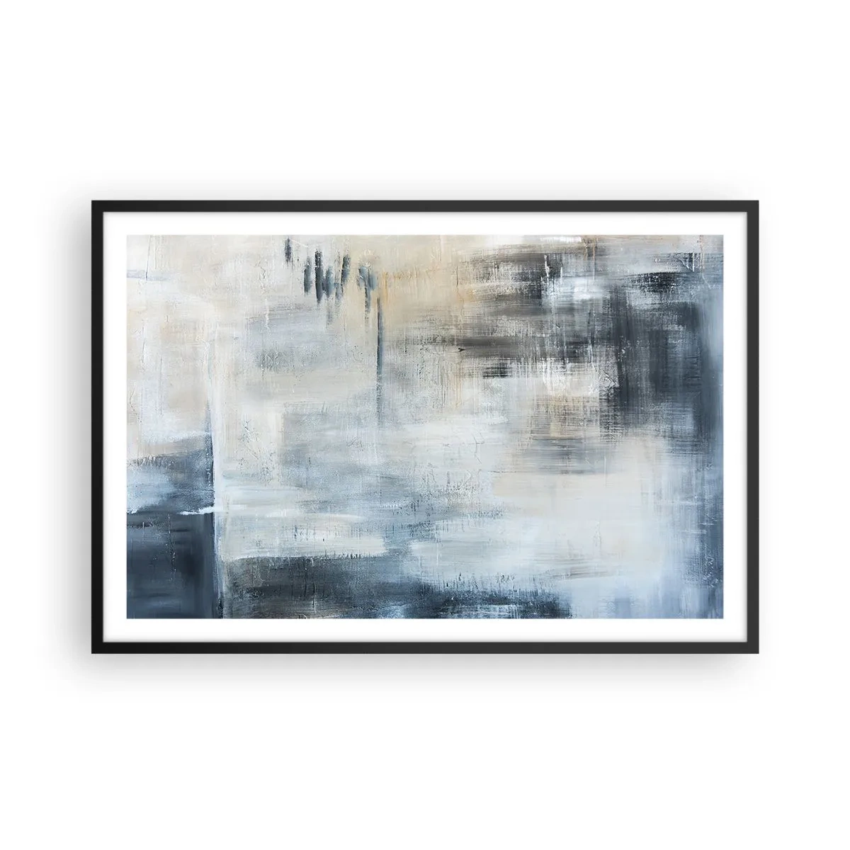 Póster en marco negro - Detrás de un velo azul - 91x61 cm