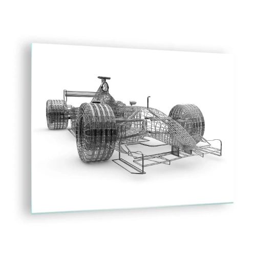 Cuadro sobre vidrio - Impresiones sobre Vidrio - Dibujo técnico en estilo 3D de un coche de carreras - 70x50cm - Construcción perfecta - el impulso - Decoración de pared moderna para salón y dormitorio ARTTOR