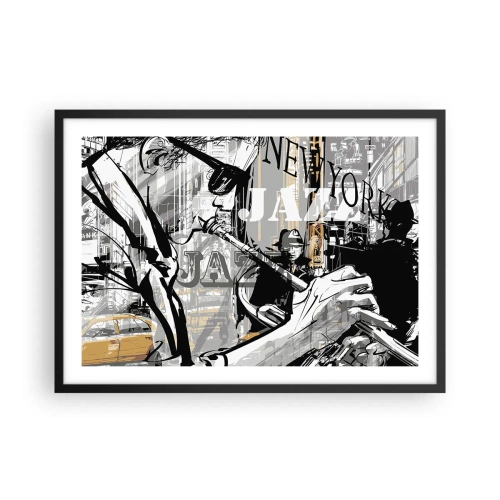 Póster en marco negro - Escena de jazz de Nueva York - 70x50cm - Al ritmo de Nueva York - Decoración de pared moderna para salón y dormitorio ARTTOR