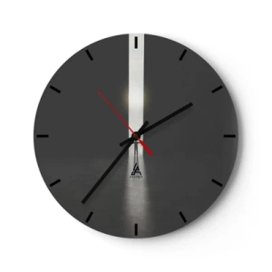 Reloj de pared - Reloj de vidrio - La silueta de un hombre en un hueco luminoso en un espacio oscuro. - 30x30cm - Un paso hacia un futuro brillante - Decoración de pared moderna para salón, cocina y dormitorio ARTTOR