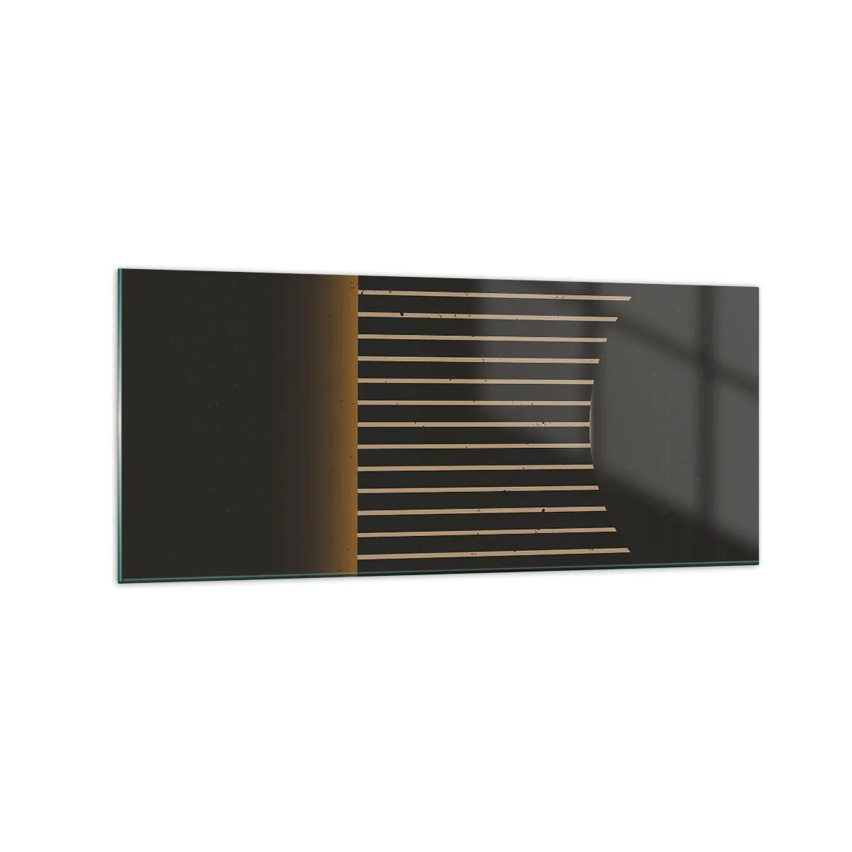Cuadro sobre vidrio - Impresiones sobre Vidrio - Patrón geométrico con rayas sobre fondo oscuro. - 120x50cm - Explorar la oscuridad - Decoración de pared moderna para salón y dormitorio ARTTOR