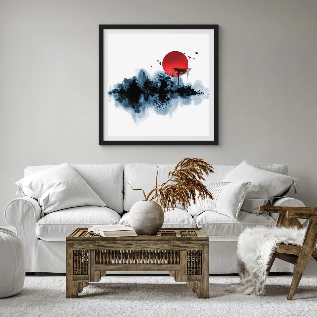 Póster en marco negro - Visión japonesa - 40x40 cm