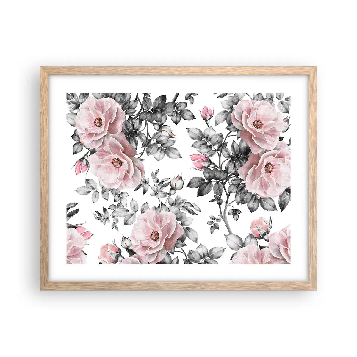 Póster en marco roble claro - Entre las rosas - 50x40 cm