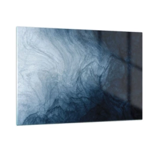 Cuadro sobre vidrio - Impresiones sobre Vidrio - Profundidad abstracta en tonos azul marino y gris. - 120x80cm - En las profundidades - Decoración de pared moderna para salón y dormitorio ARTTOR