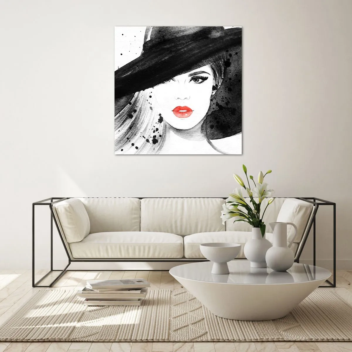 Cuadro sobre vidrio - Impresiones sobre Vidrio - Dama de negro - 70x70 cm