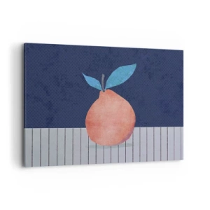 Cuadro sobre lienzo - Impresión de Imagen - Fruta abstracta sobre un fondo de colores contrastantes y líneas rectas. - 120x80cm - Convexidad y plano - Decoración de pared moderna para salón y dormitorio ARTTOR