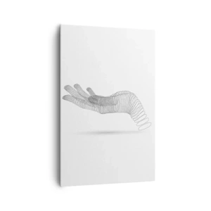 Cuadro sobre lienzo - Impresión de Imagen - Una ilustración minimalista de una mano hecha de puntos negros sobre un fondo blanco. - 80x120cm - Mano elástica - Decoración de pared moderna para salón y dormitorio ARTTOR