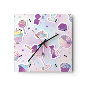 Reloj de pared - Reloj de vidrio - Patrones pastel con dulces y postres. - 30x30cm - Cumplir años todos los días - Decoración de pared moderna para salón y dormitorio ARTTOR