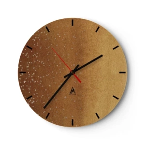 Reloj de pared - Reloj de vidrio - Un patrón abstracto dorado con reflejos sutiles y textura. - 30x30cm - Nacimiento de la luz - Decoración de pared moderna para salón, cocina y dormitorio ARTTOR