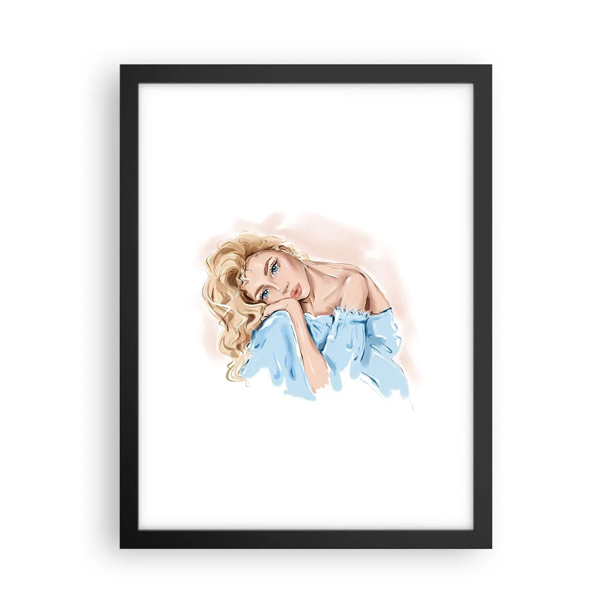 Póster en marco negro - Soñar en azul - 30x40 cm