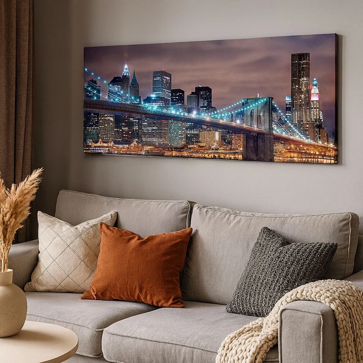 Cuadro sobre lienzo - Impresión de Imagen - Las luces de la gran ciudad - 100x40 cm