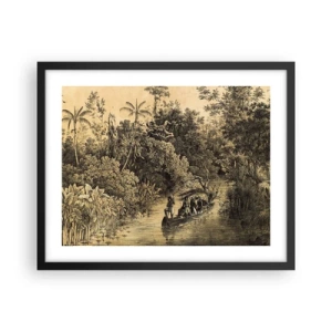 Póster en marco negro - Expedición a la fuente - 50x40 cm