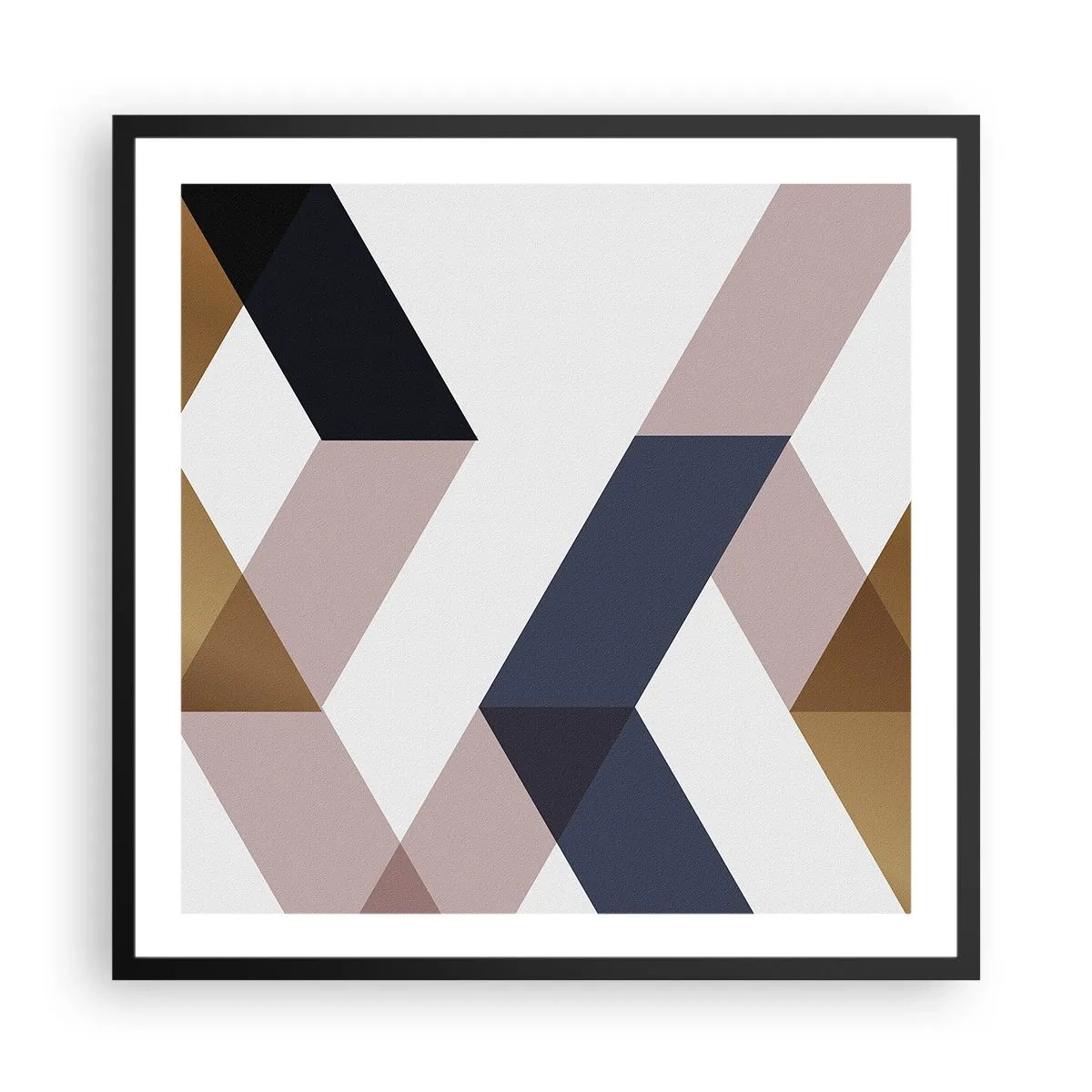 Póster en marco negro - Rectas y ángulos - 60x60 cm