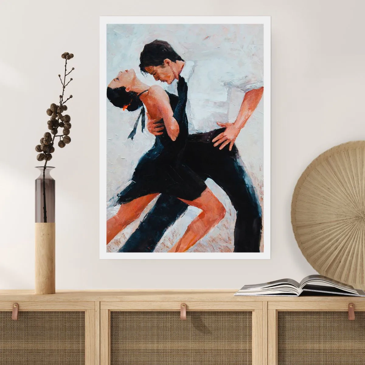 Póster - Una pareja bailando en una pose dinámica. - 50x70cm - El tango de mis sueños - Decoración de pared moderna para salón y dormitorio ARTTOR