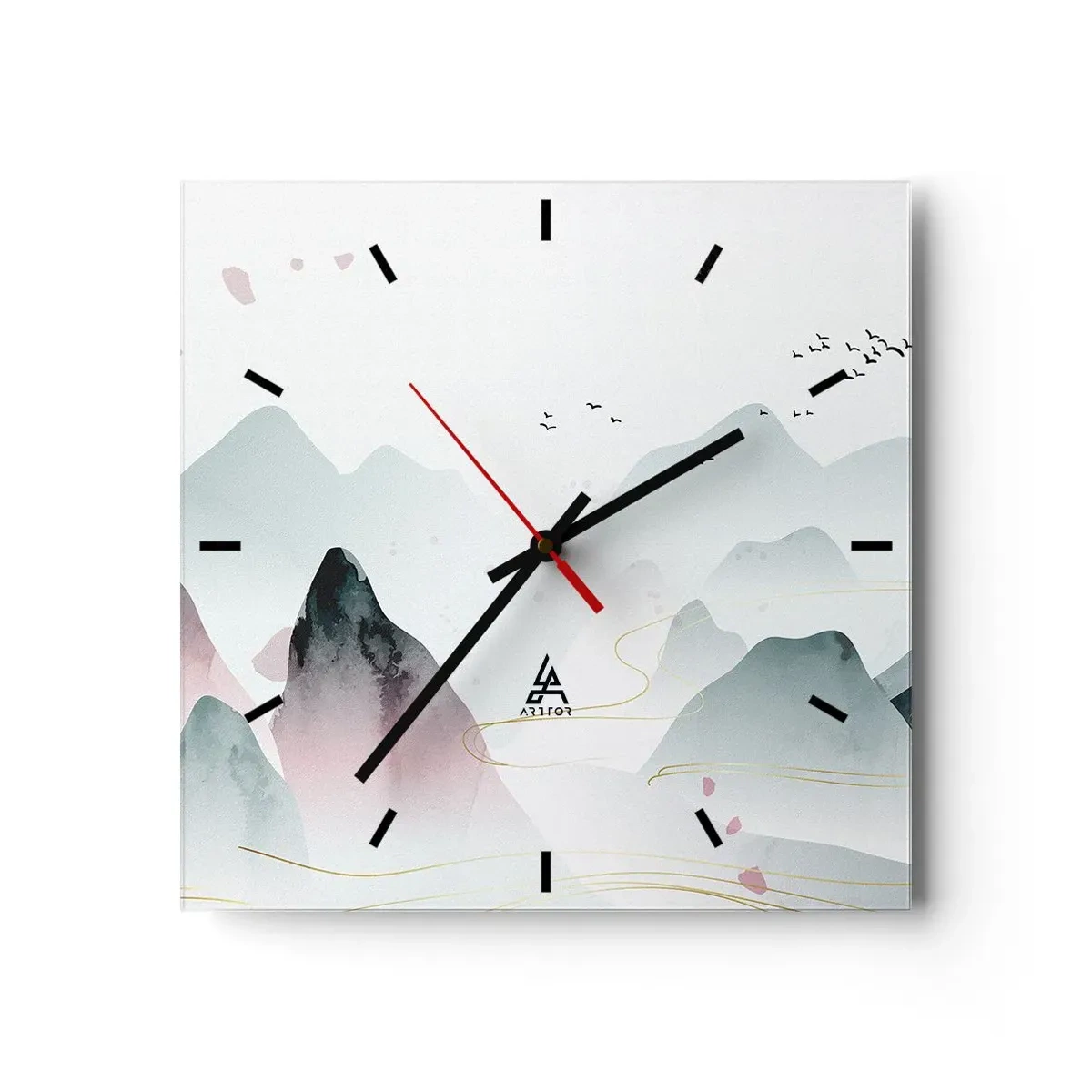 Reloj de pared - Reloj de vidrio - Sobre las cimas - 40x40 cm