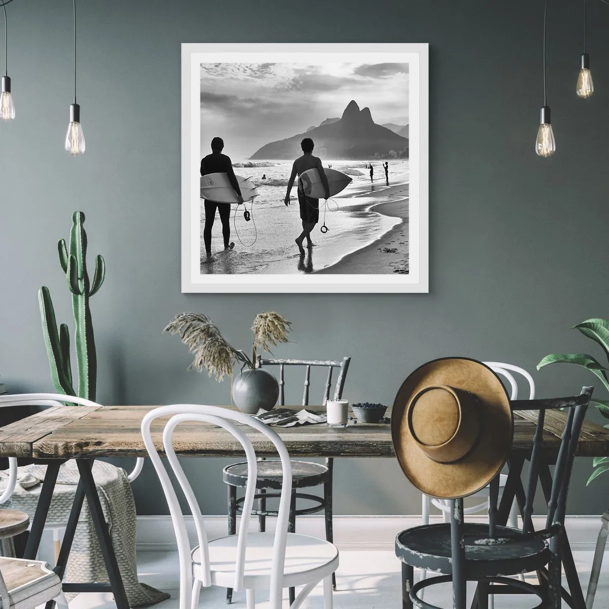 Póster en marco blanco - Samba para una ola - 40x40 cm