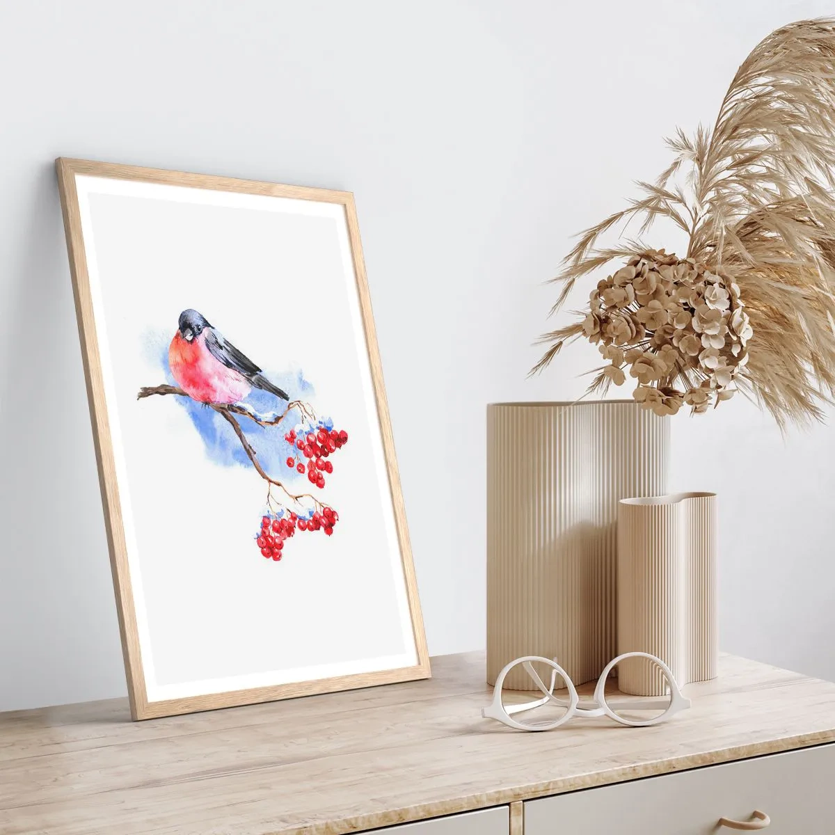 Póster en marco roble claro - Invierno en color - 70x100 cm
