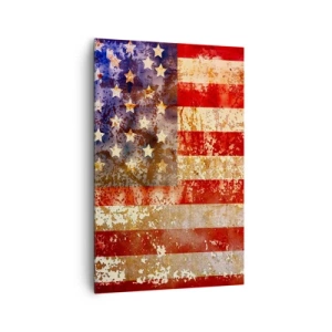 Cuadro sobre lienzo - Impresión de Imagen - Bandera estadounidense estilizada con efecto envejecido - 80x120cm - La gloria no pasa - Decoración de pared moderna para salón y dormitorio ARTTOR