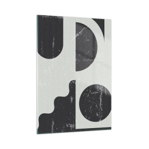 Cuadro sobre vidrio - Impresiones sobre Vidrio - Gráficos geométricos abstractos con abrasiones - 50x70cm - Composición arriba y abajo - Decoración de pared moderna para salón y dormitorio ARTTOR