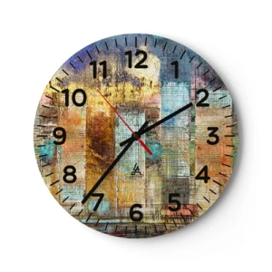Reloj de pared - Reloj de vidrio - Metrópolis soleada - 40x40 cm