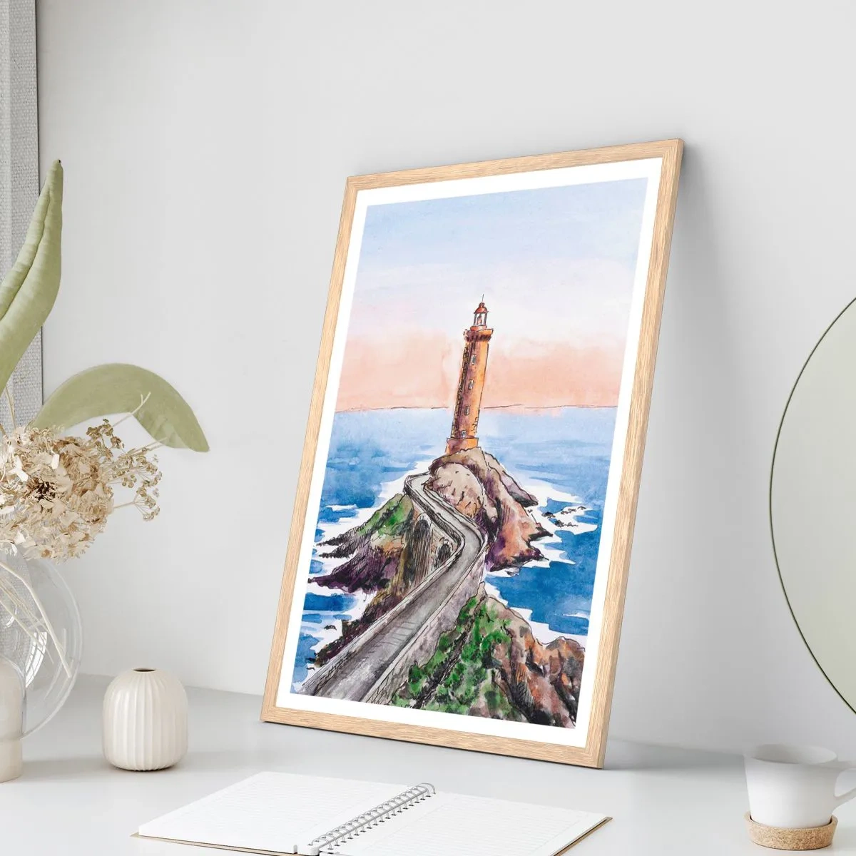 Póster en marco roble claro - Frente al mar - 50x70 cm