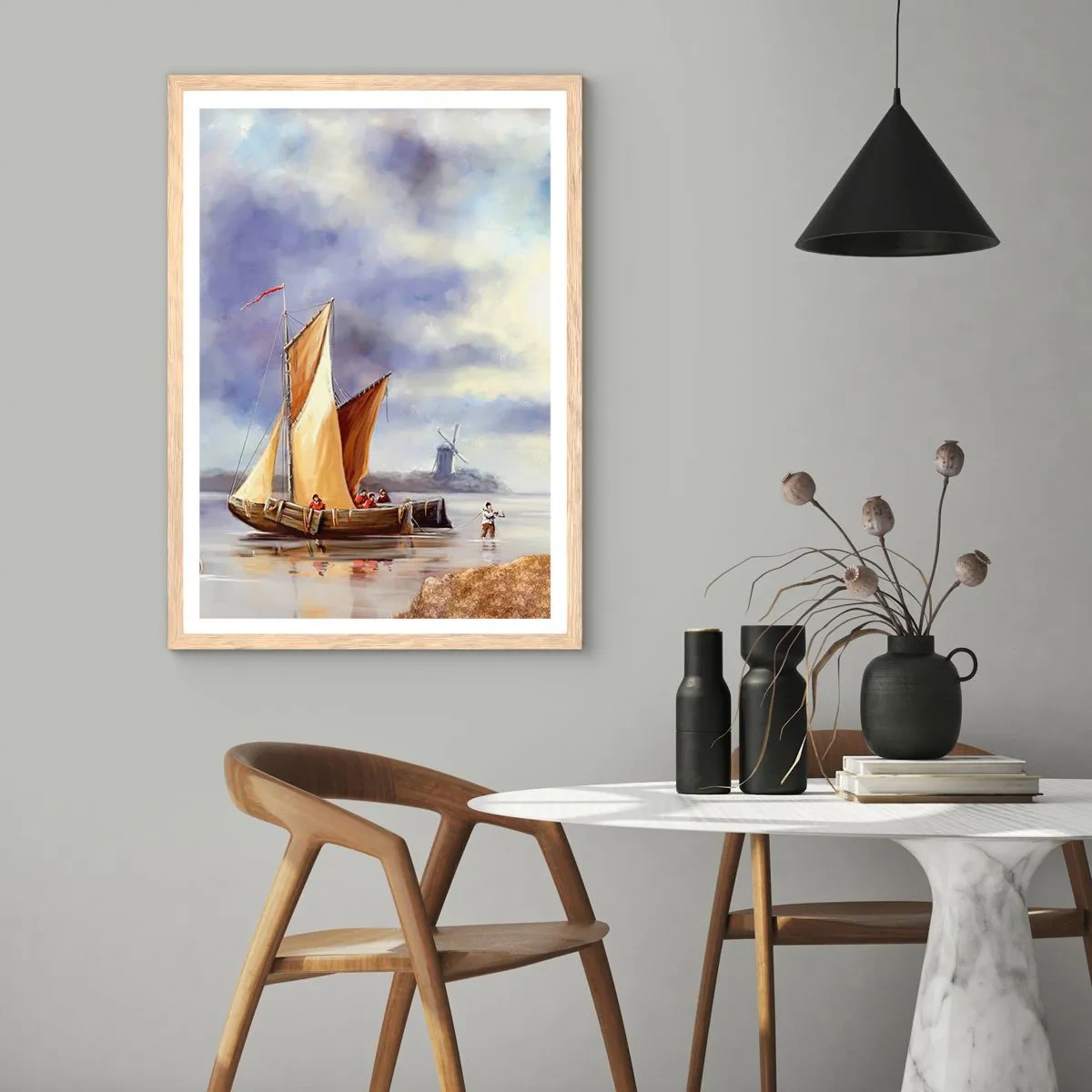 Póster en marco roble claro - El regreso de los marineros - 30x40 cm
