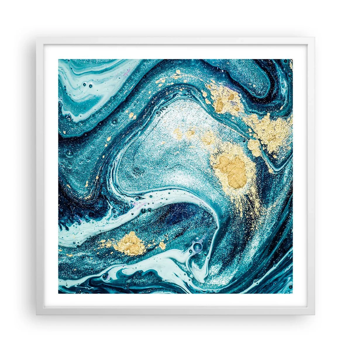 Póster en marco blanco - Vórtice azul - 60x60 cm