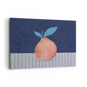 Cuadro sobre lienzo - Impresión de Imagen - Fruta abstracta sobre un fondo de colores contrastantes y líneas rectas. - 100x70cm - Convexidad y plano - Decoración de pared moderna para salón y dormitorio ARTTOR