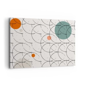 Cuadro sobre lienzo - Impresión de Imagen - Patrón geométrico con círculos de colores sobre un fondo claro. - 100x70cm - Con espíritu pop-art - Decoración de pared moderna para salón y dormitorio ARTTOR