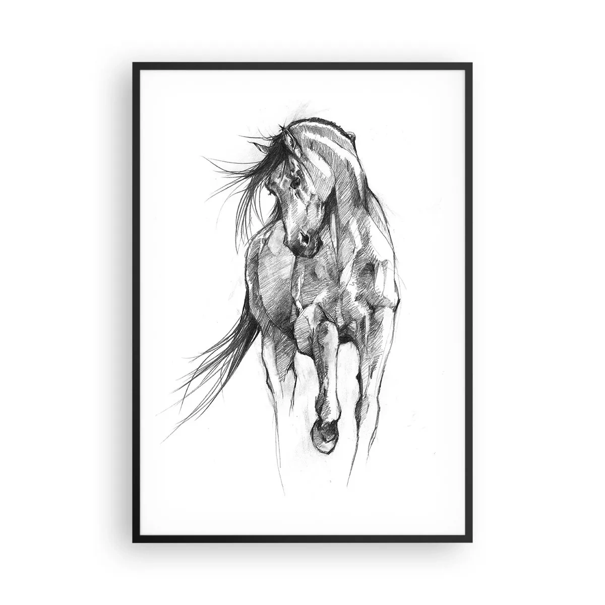 Póster en marco negro - En un elegante trote - 70x100 cm