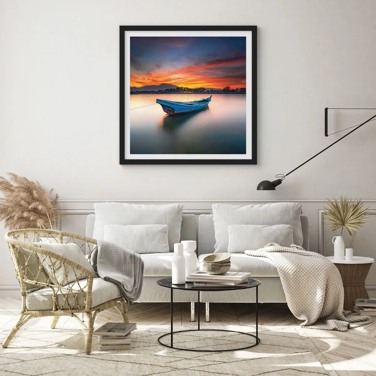Póster en marco negro - Se avecina una buena noche - 40x40 cm