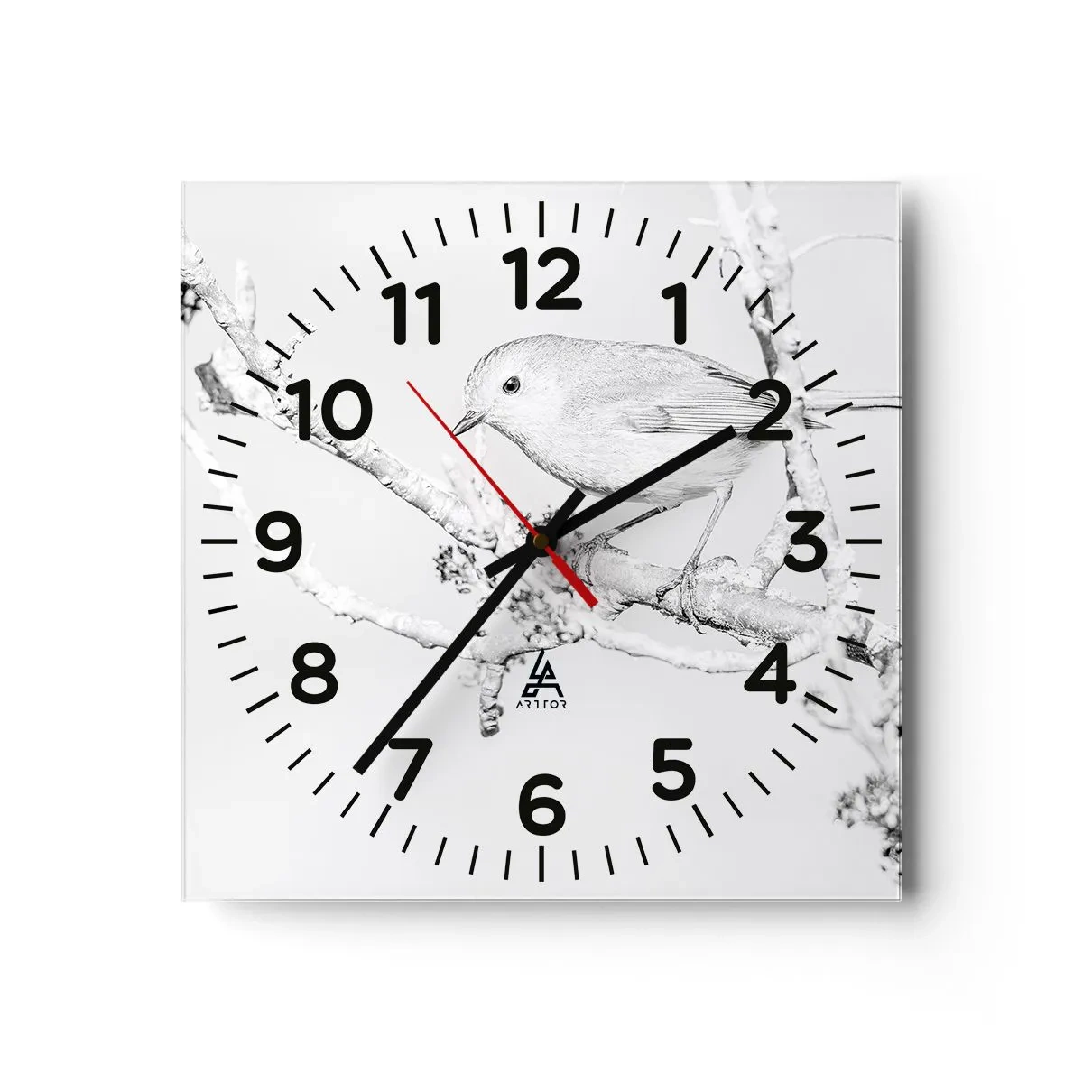 Reloj de pared - Reloj de vidrio - Mañana de invierno - 40x40 cm