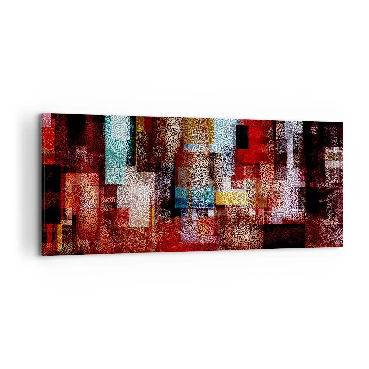 Cuadro sobre lienzo - Impresión de Imagen - Abstracción geométrica en intensos tonos rojos. - 120x50cm - Confusión y desconcierto - Decoración de pared moderna para salón y dormitorio ARTTOR