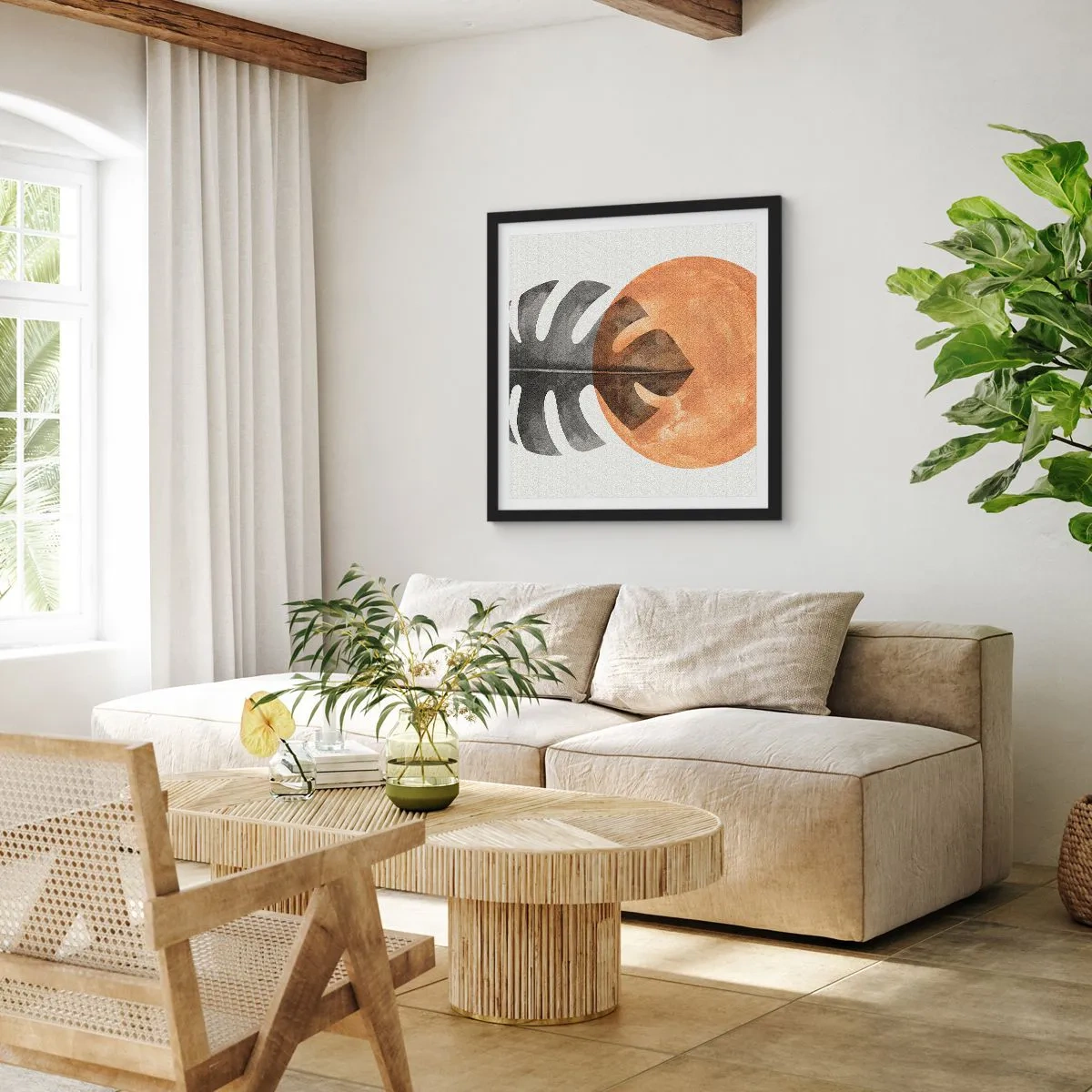 Póster en marco negro - Siempre el sol - 60x60 cm