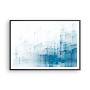 Póster en marco negro - Formas geométricas abstractas en tonos azules - 100x70cm - Cómo se hizo el espacio - Decoración de pared moderna para salón y dormitorio ARTTOR