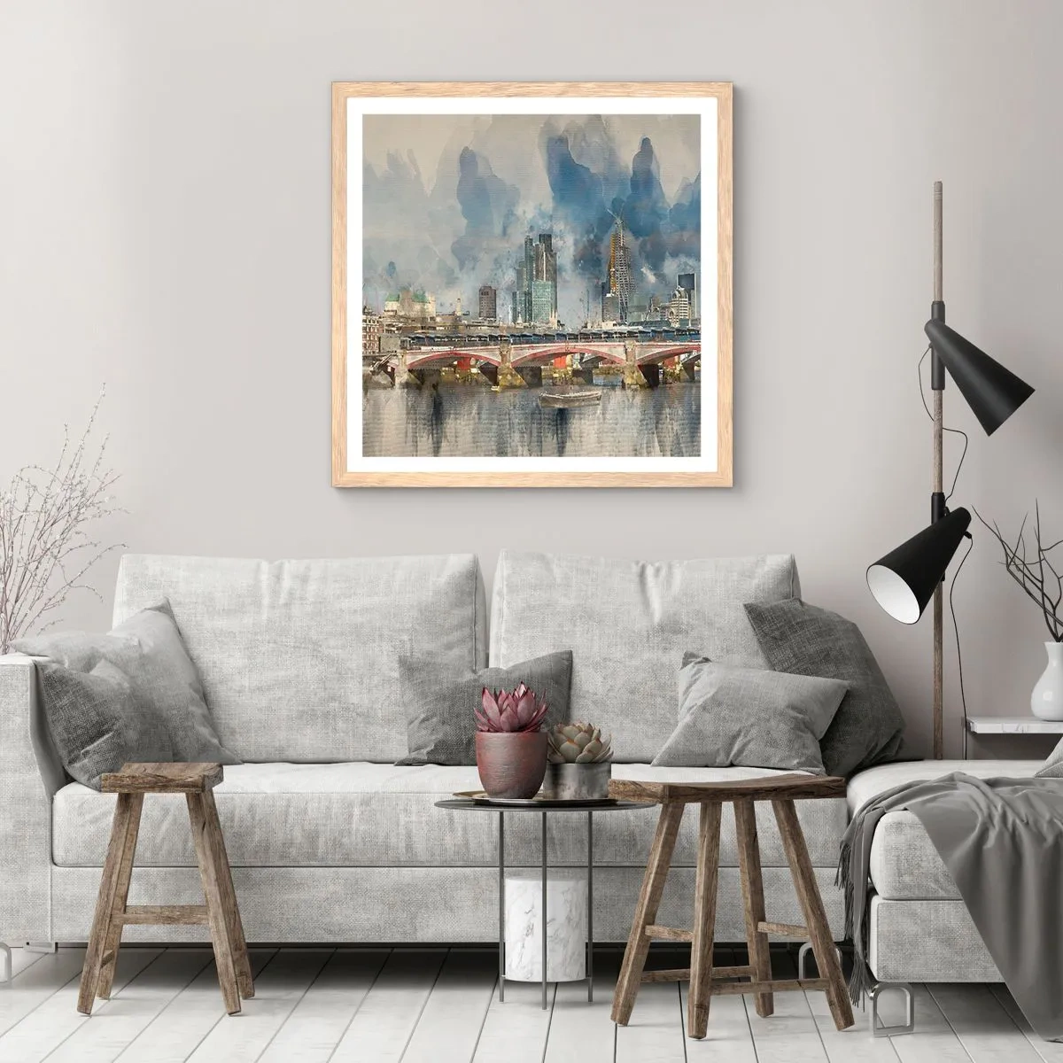 Póster en marco roble claro - Londres en todo su esplendor - 30x30 cm
