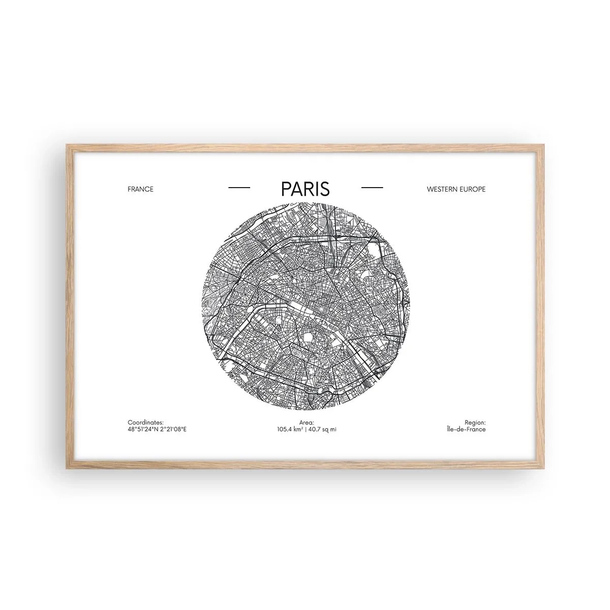 Póster en marco roble claro - Anatomía de París - 91x61 cm