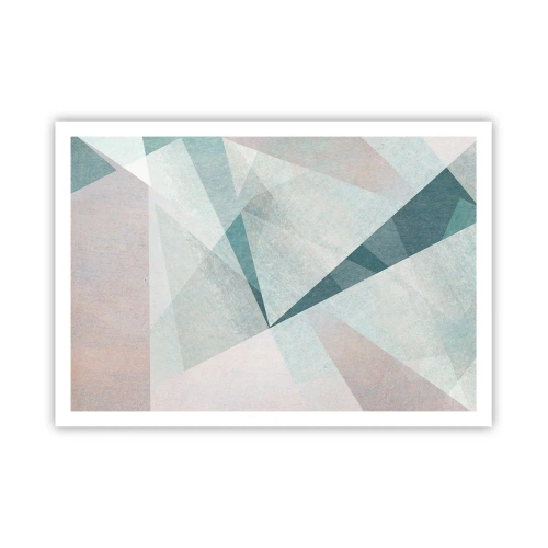 Póster - Formas geométricas en tonos pastel de azul y gris. - 100x70cm - Tranquilo pero dinámico - Decoración de pared moderna para salón y dormitorio ARTTOR