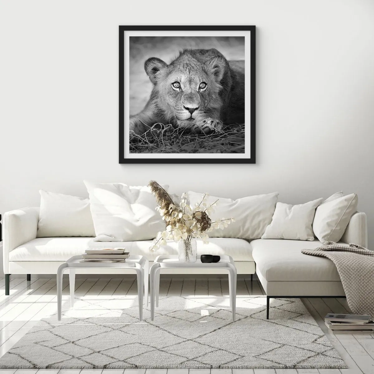 Póster en marco negro - Un cachorro real - 50x50 cm