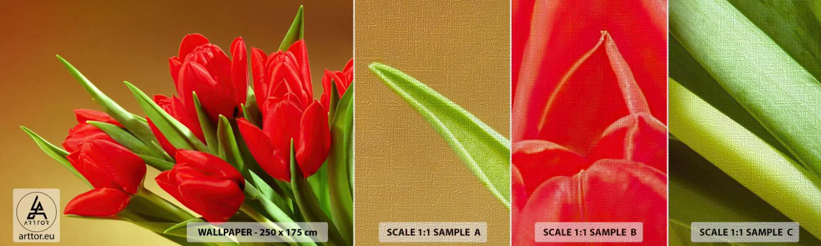 Muestra de fotomural Premium Canvas - Estallido de alegría primaveral - flores, tulipanes, Ramo de flores - 100x30 cm