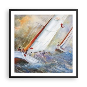 Póster en marco negro - Surcando las olas - 60x60 cm