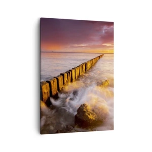 Cuadro sobre lienzo - Impresión de Imagen - Un paisaje pintoresco junto al mar al atardecer. - 50x70cm - La dulzura de las olas - Decoración de pared moderna para salón y dormitorio ARTTOR